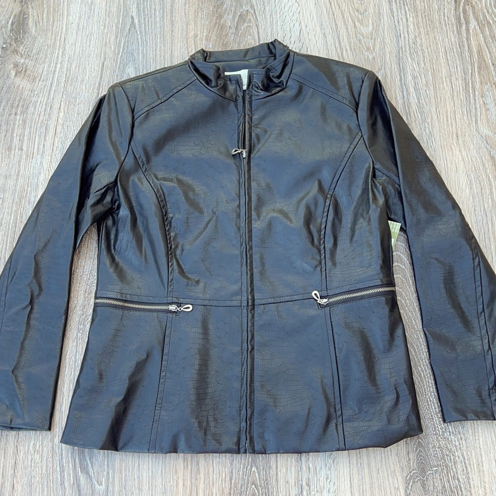 Erin London faux leather down under jacket